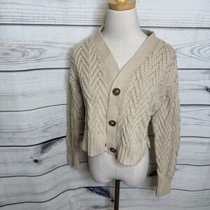 Women's Beige Cable Knit Sweater